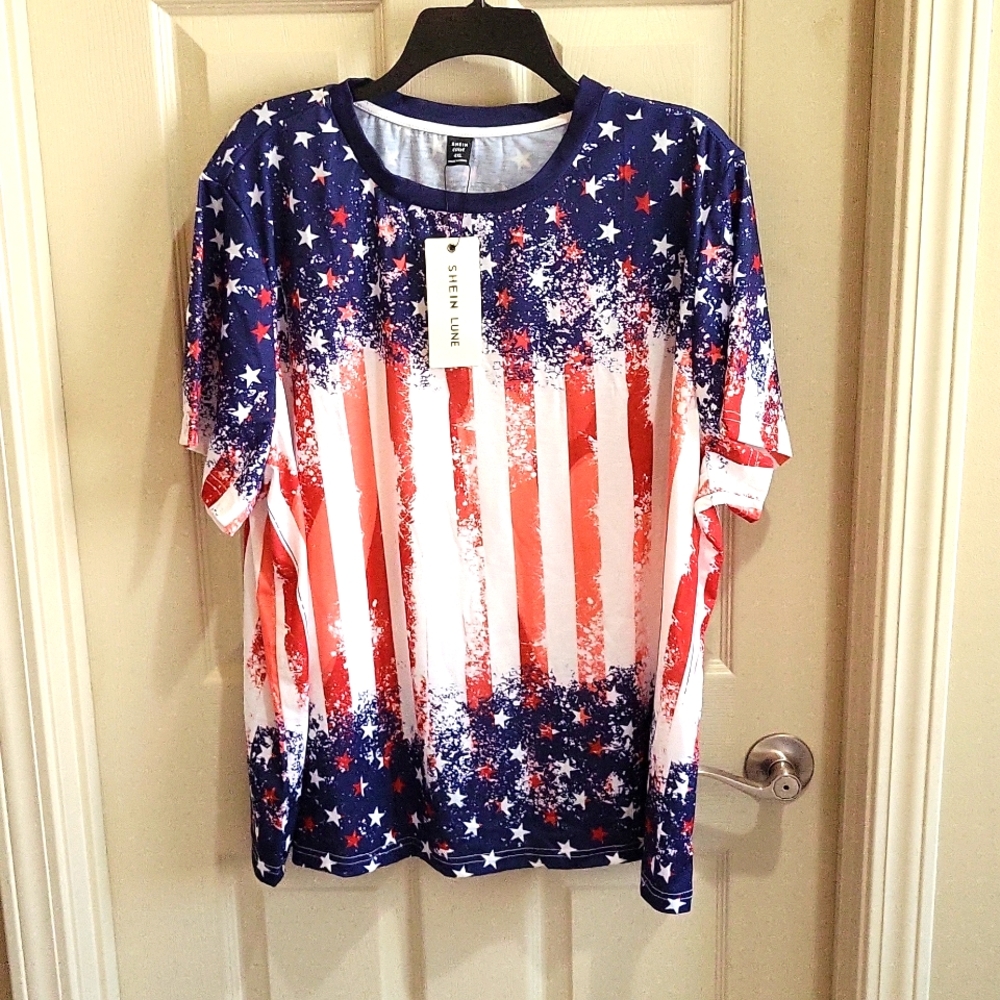 Shein Lune women's top, 4XL, Red white and blue